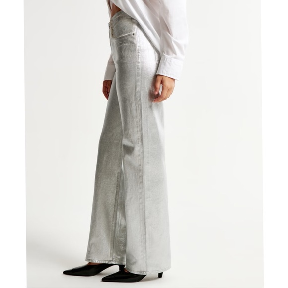 NWT • A&F Silver Metallic Jeans - Picture 4 of 12